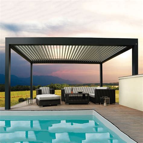 Outdoor Ip Motorized Aluminium Pergolas Roof System Louvered Roof