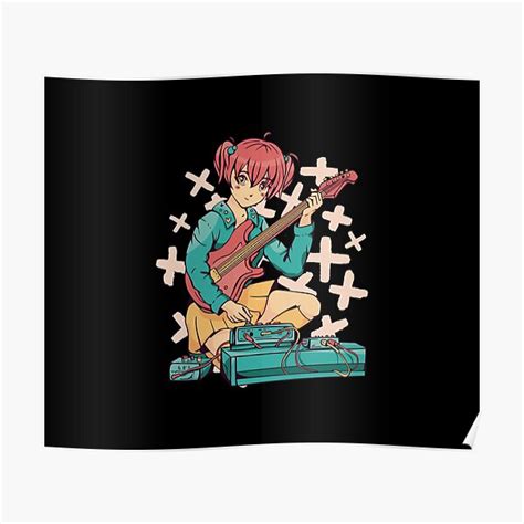 "Anime Girl Electric Guitar" Poster for Sale by daniyaldesignz | Redbubble