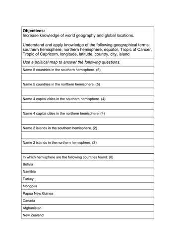 Global Geography Atlas Quiz using geography terminology | Teaching ...