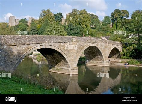 Dinham Bridge Across The River Teme Ludlow Shropshire With Part Of