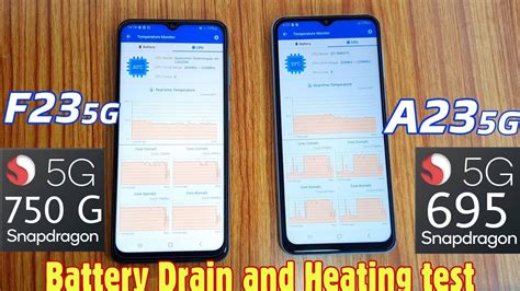 Samsung Galaxy A23 5g Vs F23 5g Battery Drain And Heating Test Snapdragon 695 Vs 750g Youtube