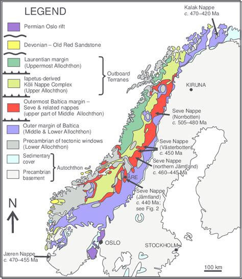 Simplified Tectonostratigraphic Map Of The Scandinavian Caledonides