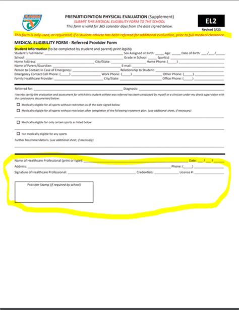 Cms Sports Physical Form Printable Forms Free Online