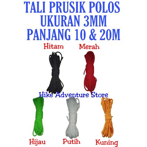 Jual TALI PRUSIK POLOS UKURAN 3MM PER 10 20M TALI PARACORD TALI