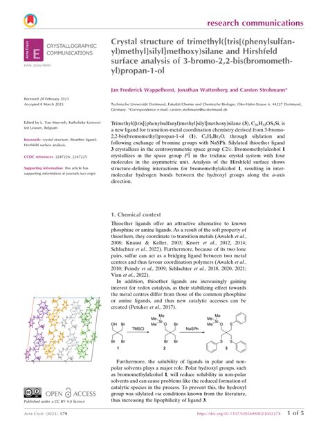 Pdf Crystal Structure Of Trimethyl Tris Phenylsulfanyl Methyl