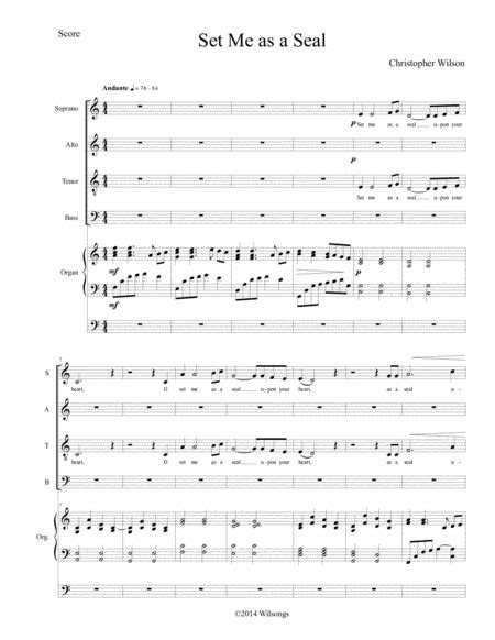 Set Me As A Seal Sheet Music Christopher Wilson Satb Choir