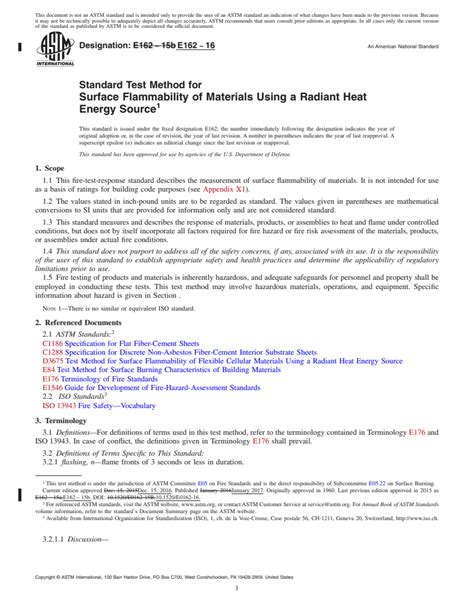 Astm E Standard Test Method For Surface Flammability Of