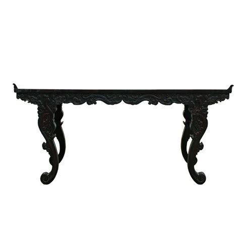 Chinese Brown Huali Rosewood Point Edge Relief Carving Altar Table