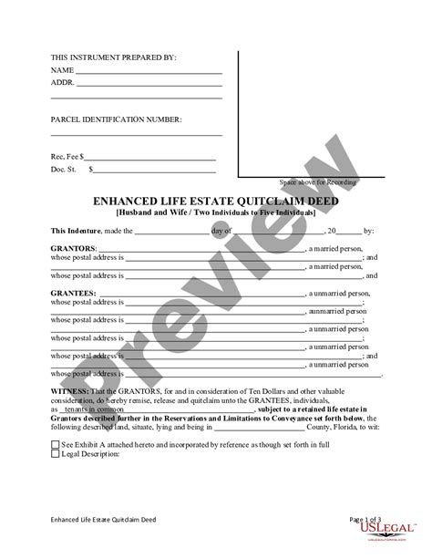 Florida Enhanced Life Estate Or Lady Bird Deed Quitclaim Florida Lady Form Us Legal Forms