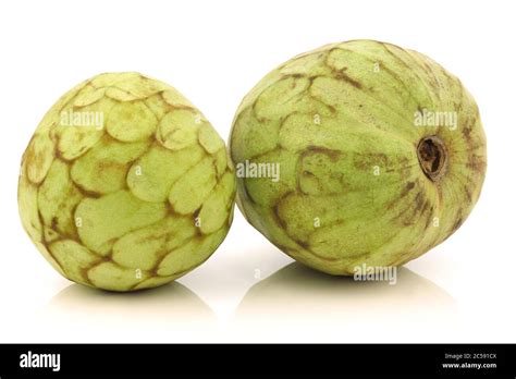 Fresh Cherimoya Fruit Annona Cherimola On A White Background Stock