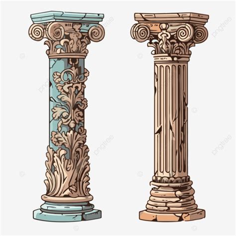 Columnas Clipart Dos Columnas Griegas Antiguas Con Diseños En Ellas