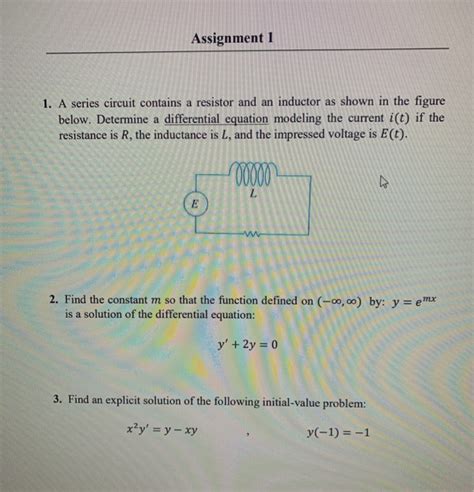 Solved Assignment 1 1 A Series Circuit Contains A Resistor