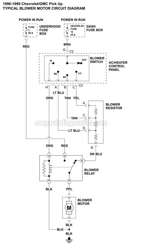 Blower Motor Circuit Diagram 1996 1999 Chevygmc Pick Up