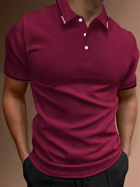 Manfinity Homme Hombres Camisa Polo Ribete De Rayas Shein Usa Polo