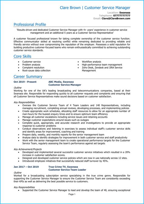 3 Winning Customer Service Cv Examples Guide And Template