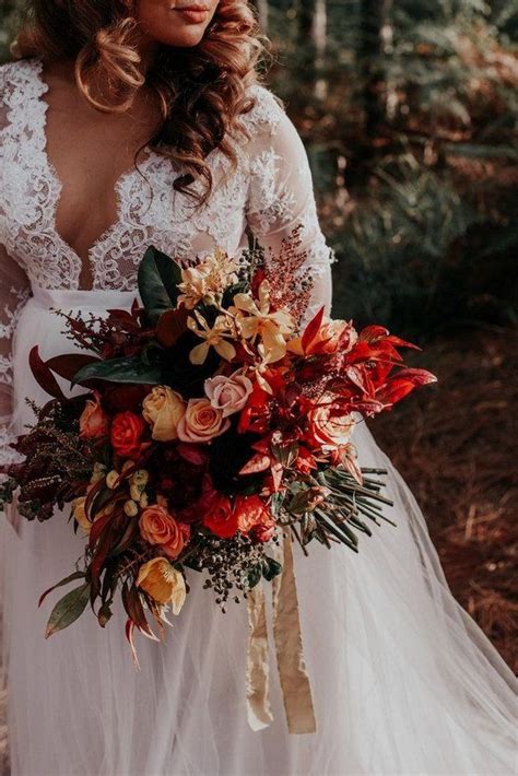 Top 20 Rust Sunset Dusty Orange Wedding Bouquets For Fall Orange