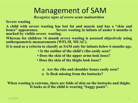 Management Guidelines Of Severe Acute Malnutrition Sam In Pediatrics Ppt