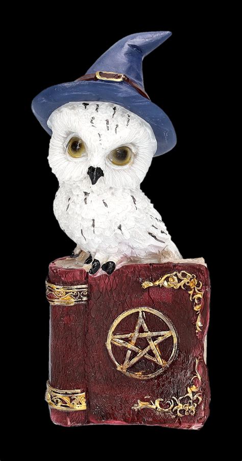 Snowy Owl Figurine with Magic Book - red