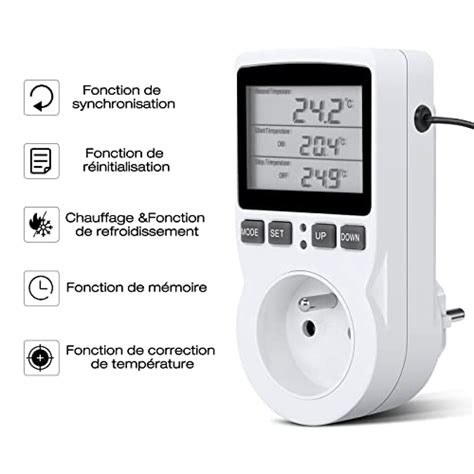 Gobesty Prise Thermostat Regulateur Temp Rature Num Rique Prise