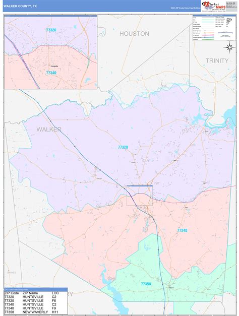 Walker County, TX Wall Map Color Cast Style by MarketMAPS - MapSales