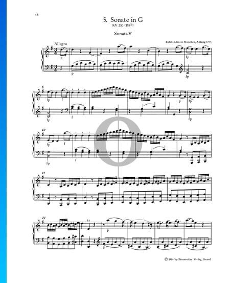 Piano Sonata No 5 G Major Kv 283 189h 3 Presto Wolfgang Amadeus Mozart Piano Sheet Music