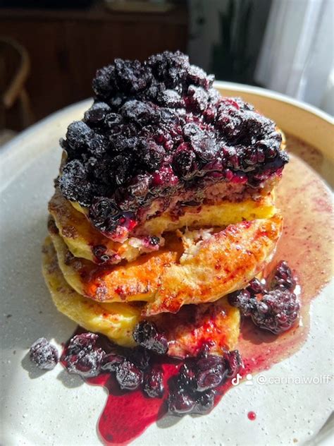 Lemon Cottage Cheese Pancakes With Berry Compote