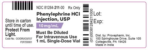 Dailymed Phenylephrine Hydrochloride Injection