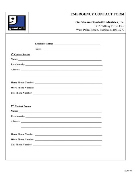 Free Printable Emergency Contact Form Templates For Employees Pdf And Word