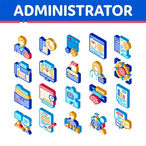 Administrator Business Isometric Icons Set Vector Vector Art