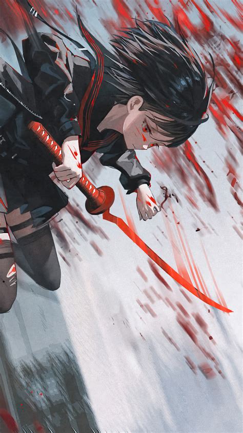 Anime Girl Blood Katana Sword 4K #1661n Wallpaper PC Desktop