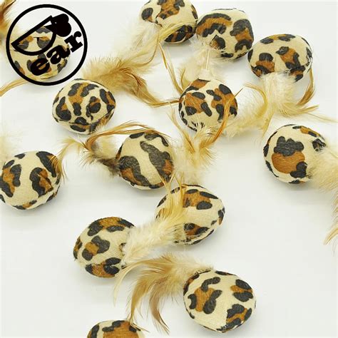 10Pcs/lot leopard design Pet Cat Toys Mini Playing Toys with Feather ...