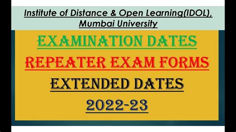 IDOL Repeater Exam Forms BA BCom BSc MA MCom MSc Exam