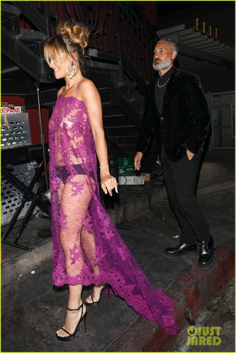 Rita Ora Wears Completely Sheer Lace Dress To Pre Golden Globes Party