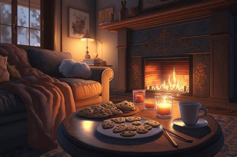 Premium Ai Image Relaxing Evening In The Living Room With Warm