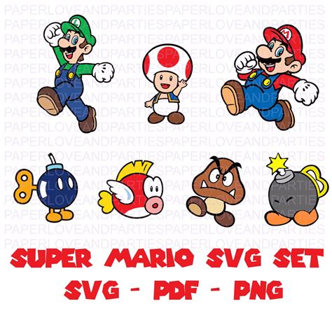 Super Mario Set Svg Silhouette Cricut Cut File Digital Super Mario