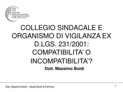 Ppt Collegio Sindacale E Organismo Di Vigilanza Ex D Lgs