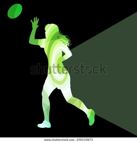 Rugby Woman Player Silhouette Vector Background Stock Vector Royalty