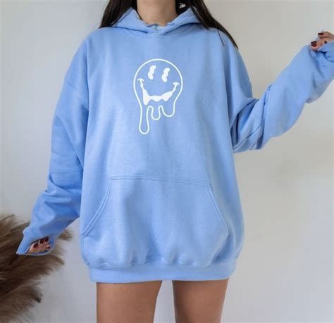 Drippy Smiley Face Hoodie Smiley Face Sweater Trendy Hoodie | Etsy