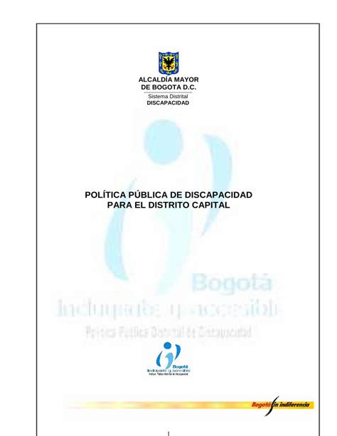 Pdf Pol Tica Publica De Discapacidad Idrdidrd Gov Co Sitio Idrd