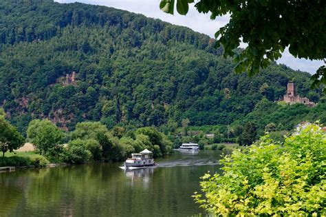 Neckar River with Schadeck and Hinterburg Castles, Germany