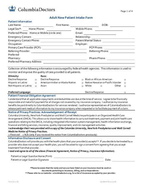 Fillable Online 20 Patient Intake Form Templates Pdf Docfree And Premium Templ20 Patient