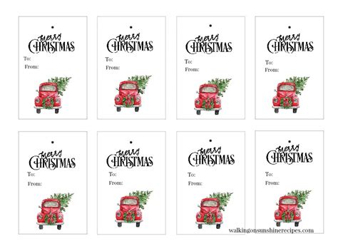 Red Truck Christmas Tree Gift Tags | Walking On Sunshine Recipes