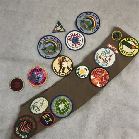 Vintage Girl Scout Lot Brownie Sash Merit Badges Patches Pins E T