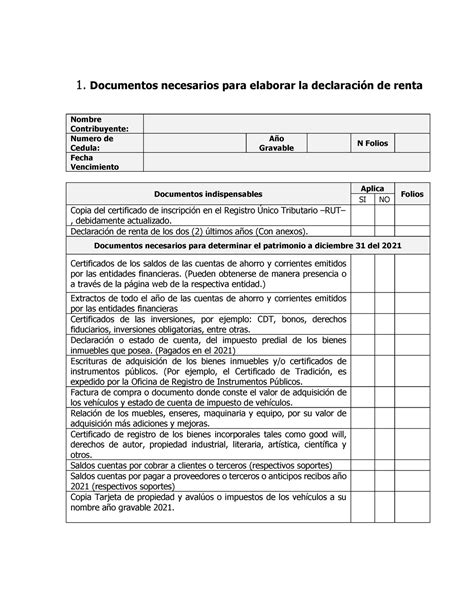 Documentos Necesarios Para Elaborar La Declaracion De Renta PN 2021