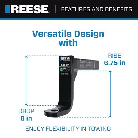 REESE 8in Drop Standard Towing Ball Mount