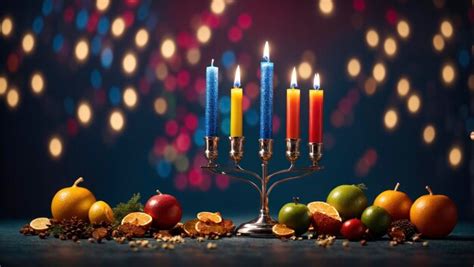 Premium Photo | A Hanukkah Scene with an Illuminated Candle on the Table