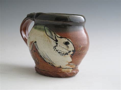 Mug With Bunny Rabbit Stoneware Pottery