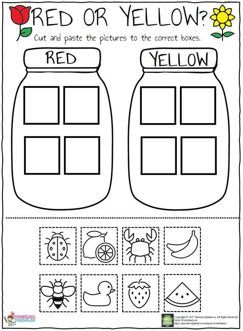 Red Worksheet Preschoolplanet