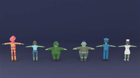 ArtStation - 6 Cartoon Zombie APOCALYPSE Characters with Rig and ...