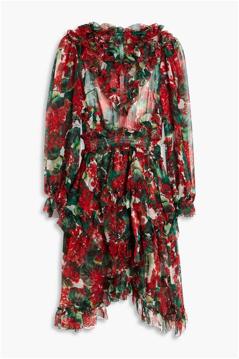 Dolce And Gabbana Ruffled Floral Print Silk Chiffon Dress The Outnet